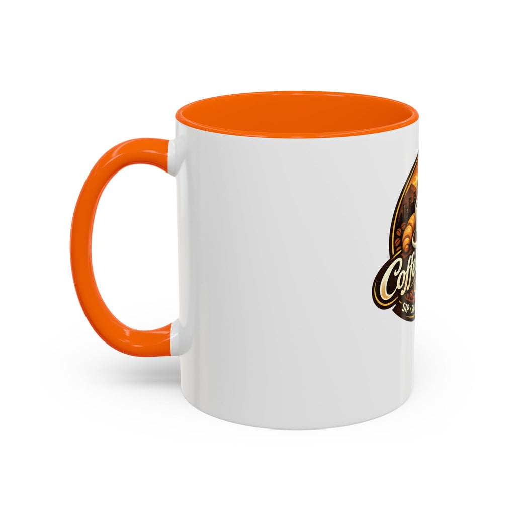 Coffee Mug — "Coffee Break Café: Sip • Savor • Connect" Accent Ceramic Mug (11/15oz)