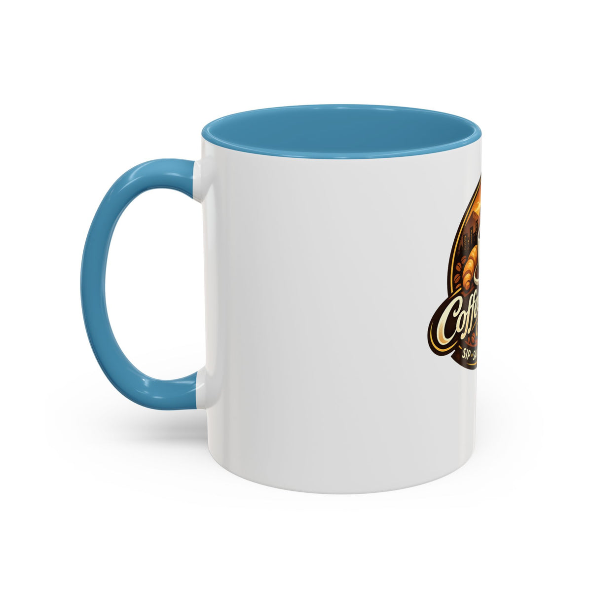 Coffee Mug — "Coffee Break Café: Sip • Savor • Connect" Accent Ceramic Mug (11/15oz)