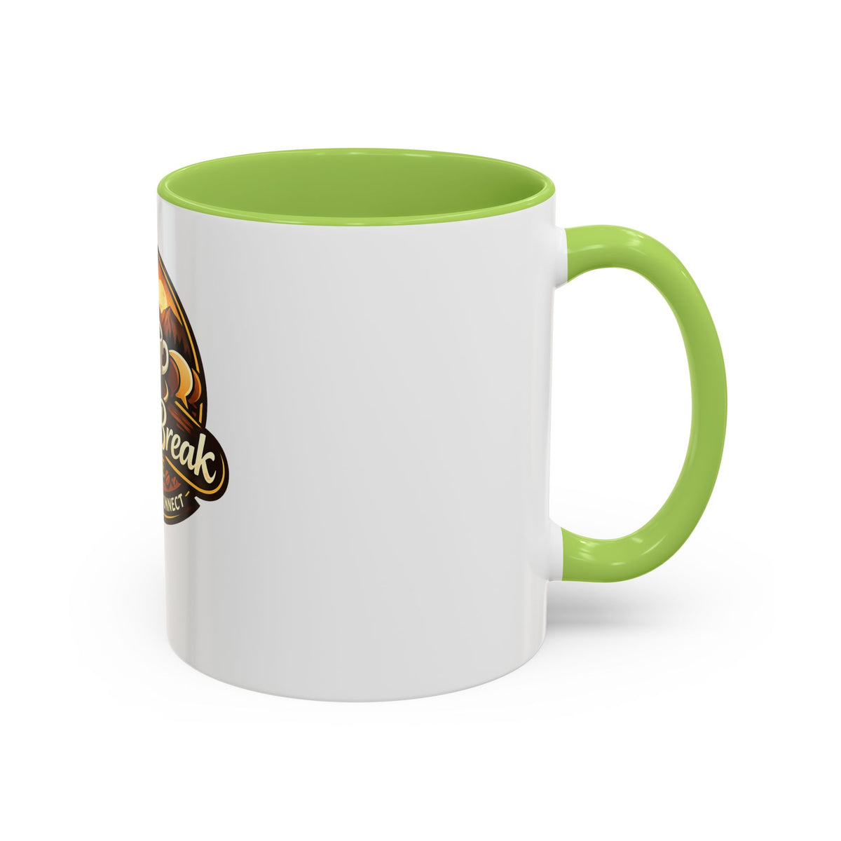 Coffee Mug — "Coffee Break Café: Sip • Savor • Connect" Accent Ceramic Mug (11/15oz)