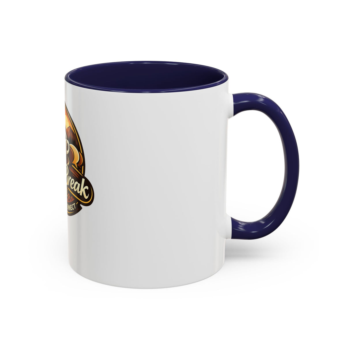 Coffee Mug — "Coffee Break Café: Sip • Savor • Connect" Accent Ceramic Mug (11/15oz)