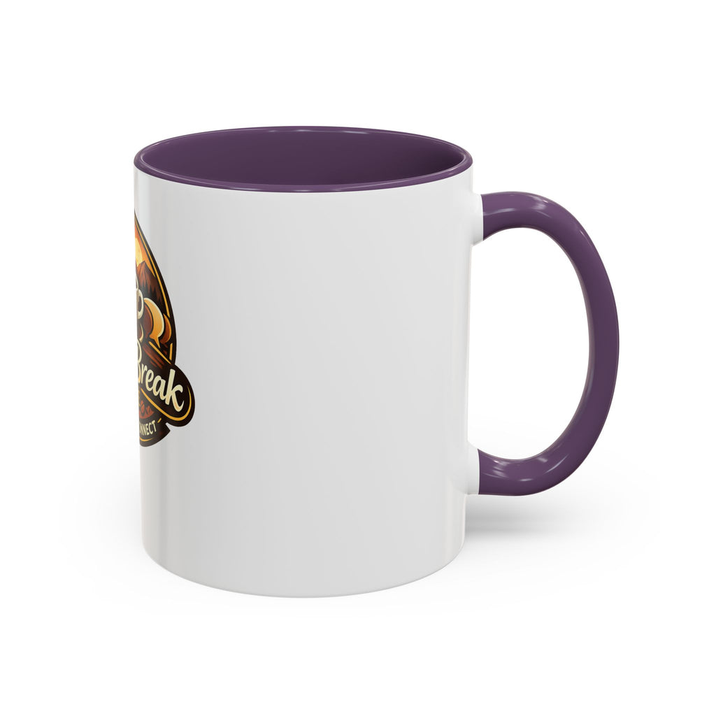 Coffee Mug — "Coffee Break Café: Sip • Savor • Connect" Accent Ceramic Mug (11/15oz)