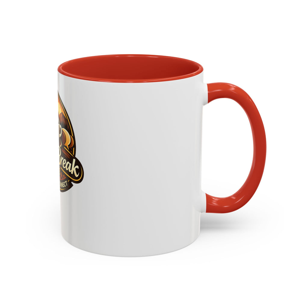 Coffee Mug — "Coffee Break Café: Sip • Savor • Connect" Accent Ceramic Mug (11/15oz)