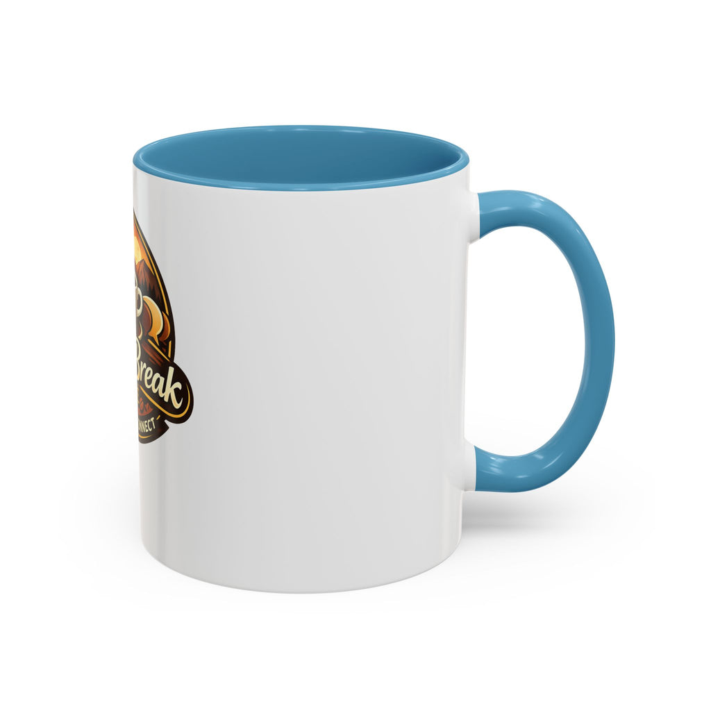 Coffee Mug — "Coffee Break Café: Sip • Savor • Connect" Accent Ceramic Mug (11/15oz)