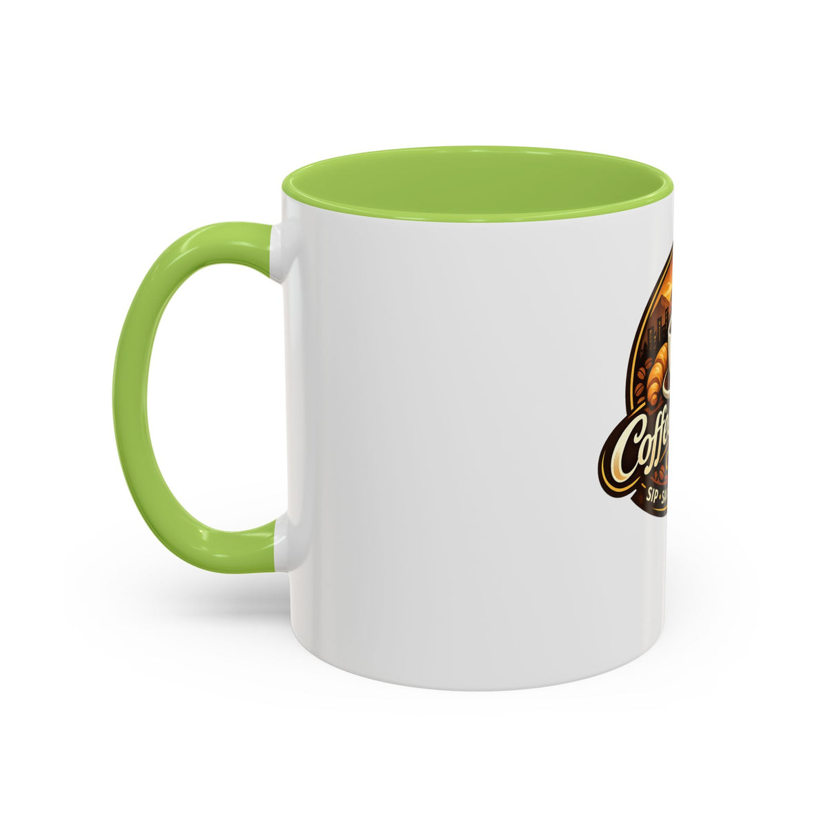 Coffee Mug — "Coffee Break Café: Sip • Savor • Connect" Accent Ceramic Mug (11/15oz)