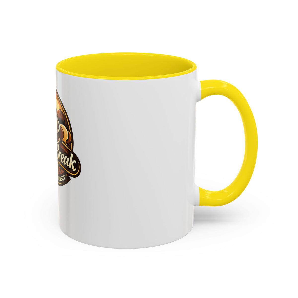 Coffee Mug — "Coffee Break Café: Sip • Savor • Connect" Accent Ceramic Mug (11/15oz)