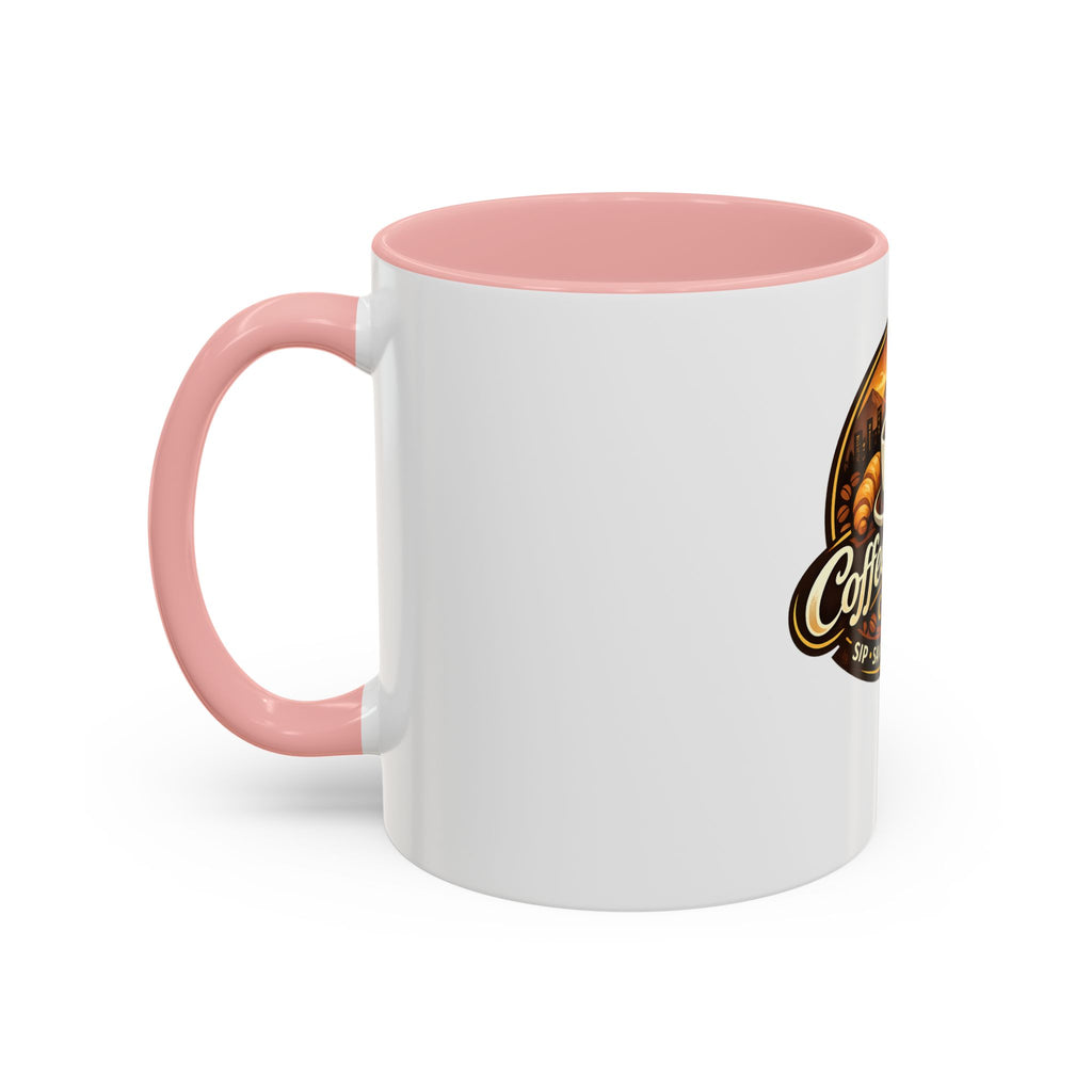 Coffee Mug — "Coffee Break Café: Sip • Savor • Connect" Accent Ceramic Mug (11/15oz)