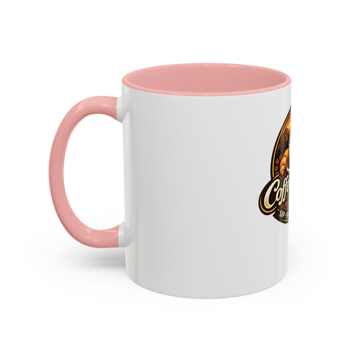 Coffee Mug — "Coffee Break Café: Sip • Savor • Connect" Accent Ceramic Mug (11/15oz)