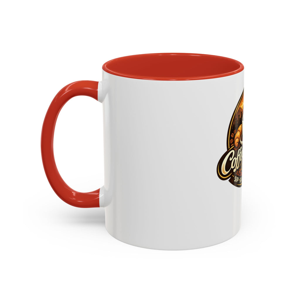 Coffee Mug — "Coffee Break Café: Sip • Savor • Connect" Accent Ceramic Mug (11/15oz)
