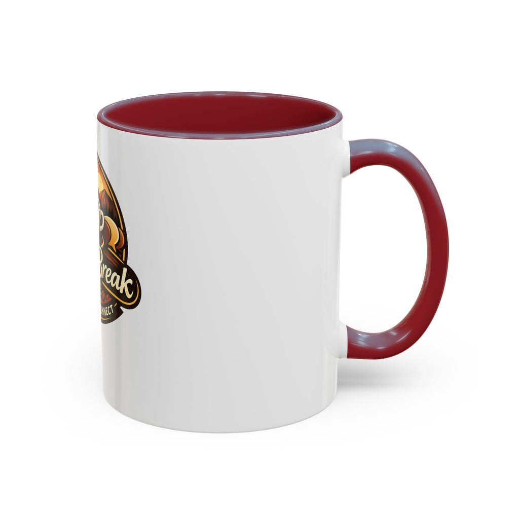 Coffee Mug — "Coffee Break Café: Sip • Savor • Connect" Accent Ceramic Mug (11/15oz)
