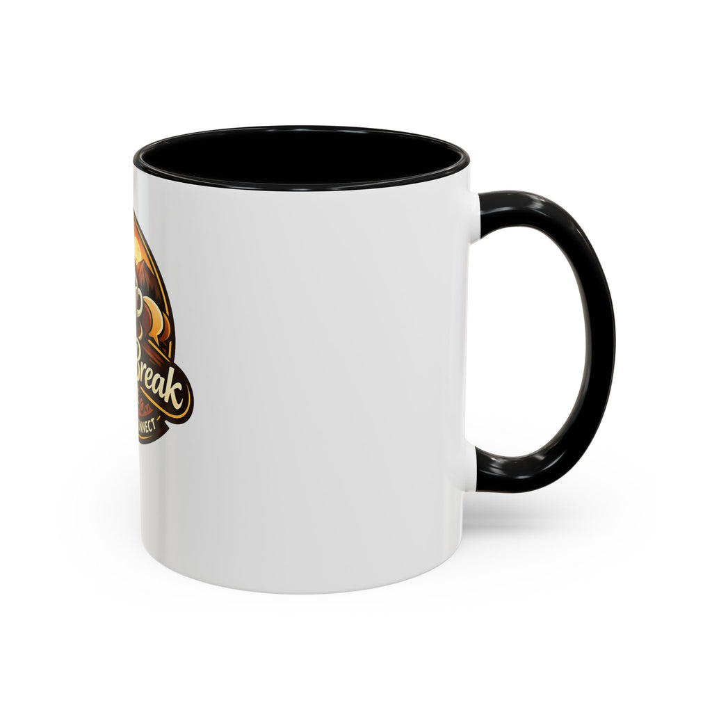 Coffee Mug — "Coffee Break Café: Sip • Savor • Connect" Accent Ceramic Mug (11/15oz)