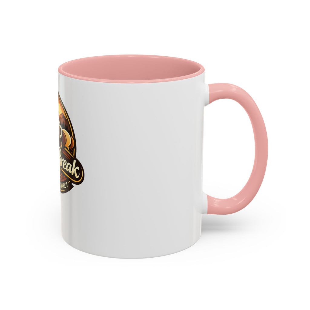 Coffee Mug — "Coffee Break Café: Sip • Savor • Connect" Accent Ceramic Mug (11/15oz)