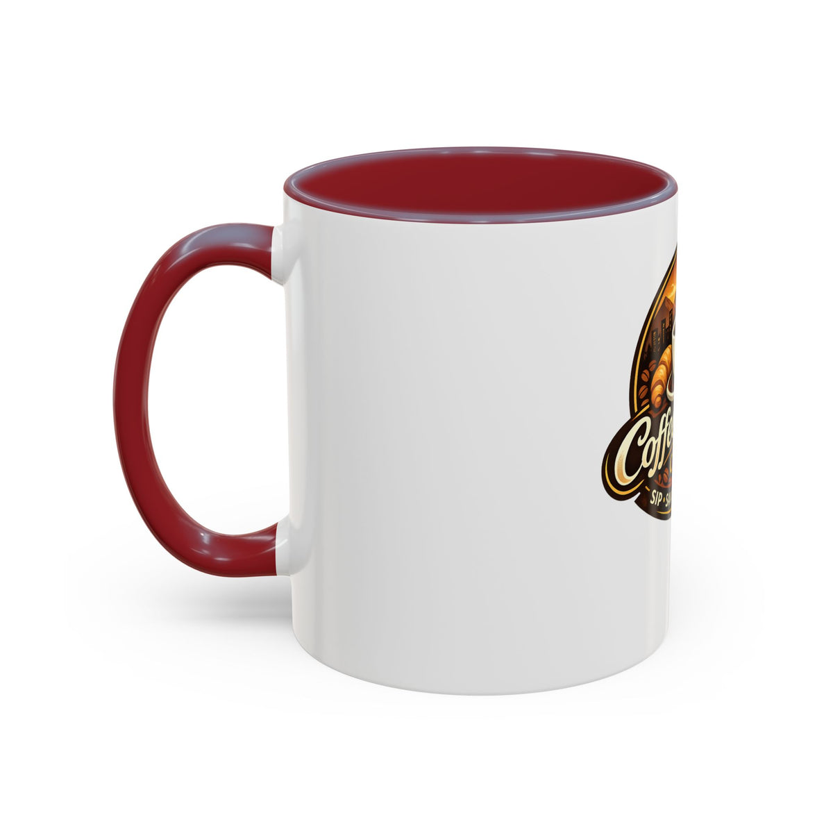 Coffee Mug — "Coffee Break Café: Sip • Savor • Connect" Accent Ceramic Mug (11/15oz)