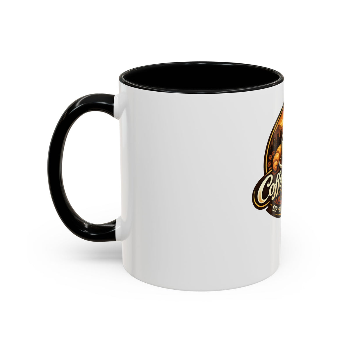 Coffee Mug — "Coffee Break Café: Sip • Savor • Connect" Accent Ceramic Mug (11/15oz)