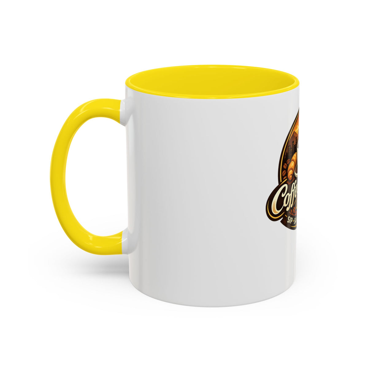 Coffee Mug — "Coffee Break Café: Sip • Savor • Connect" Accent Ceramic Mug (11/15oz)