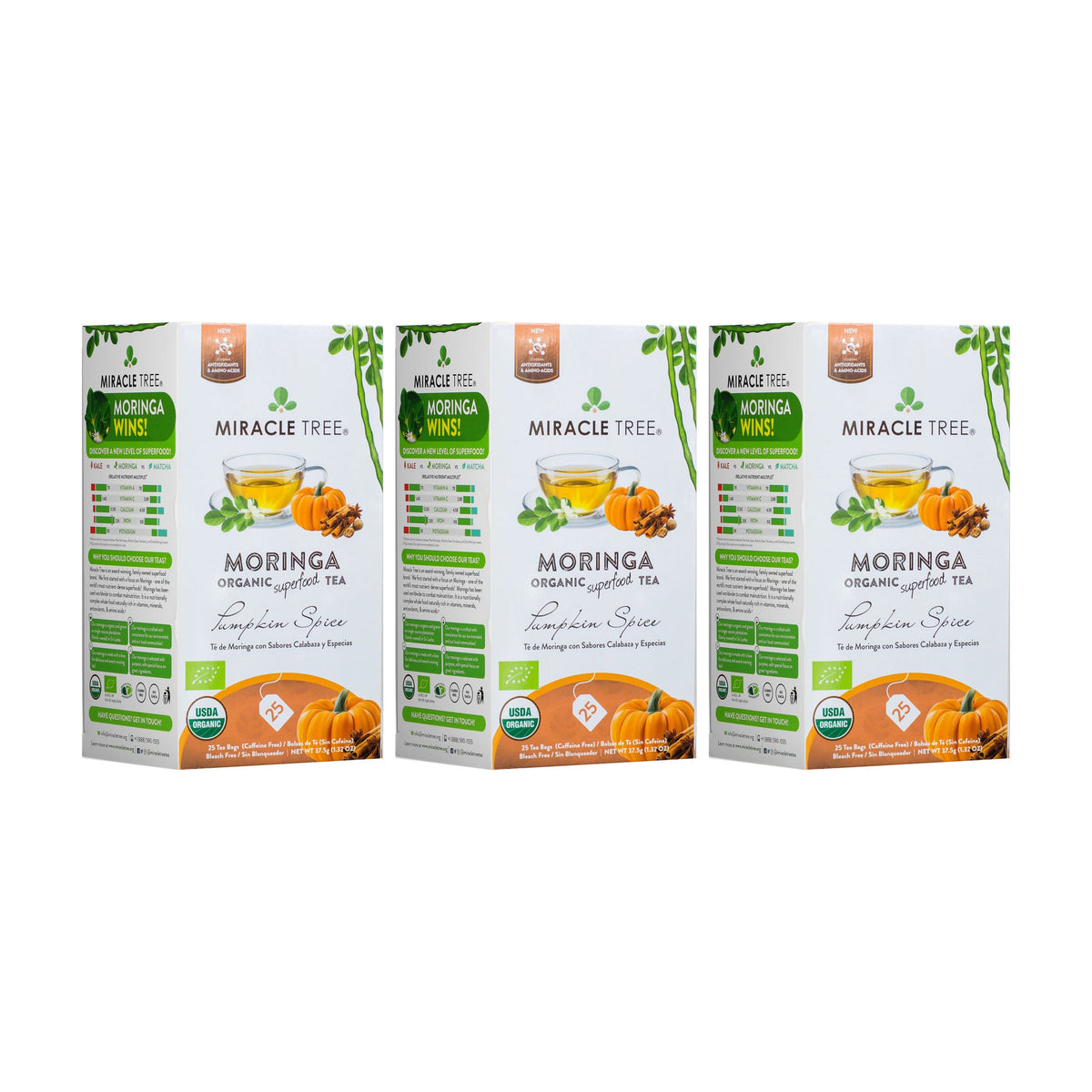 Organic Moringa Tea - Pumpkin Spice - Caffeine-Free Herbal Tea