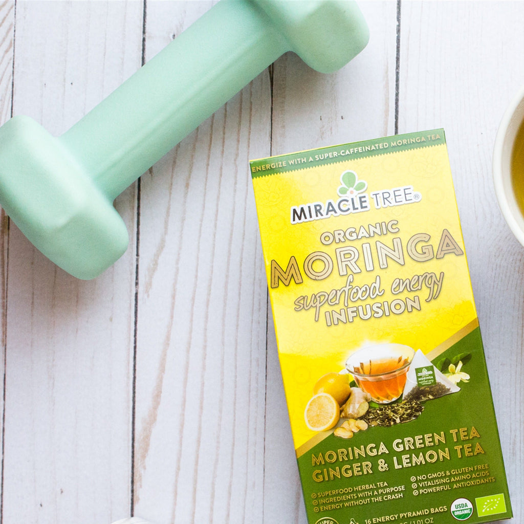Organic Moringa Energy Tea - Ginger Lemon - Natural Coffee Alternative
