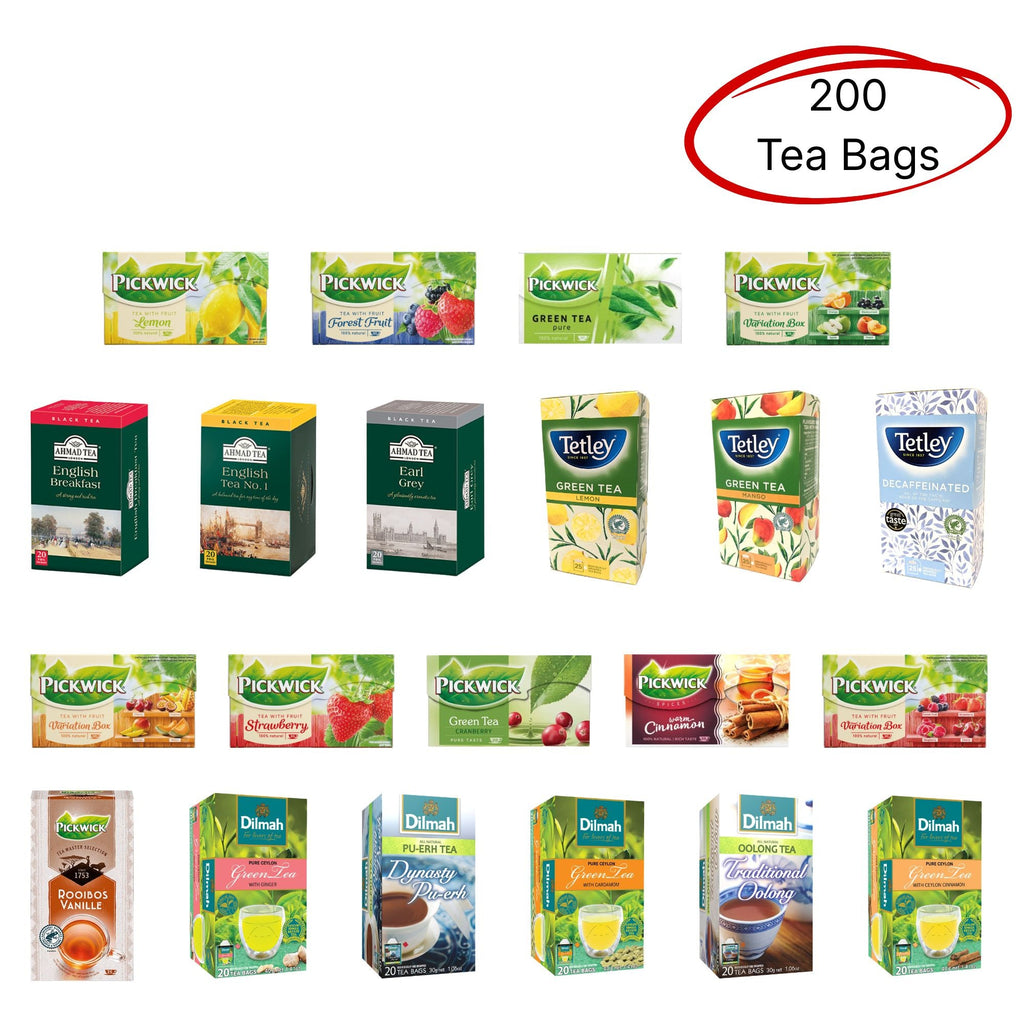 Ahmad Tea in Tea Variety Sampler Pack (200 Tea Bags). Enjoy selection of unique flavors from Ahmad, Tetley, Dilmah, Teekanne, and Pickwick Tea.