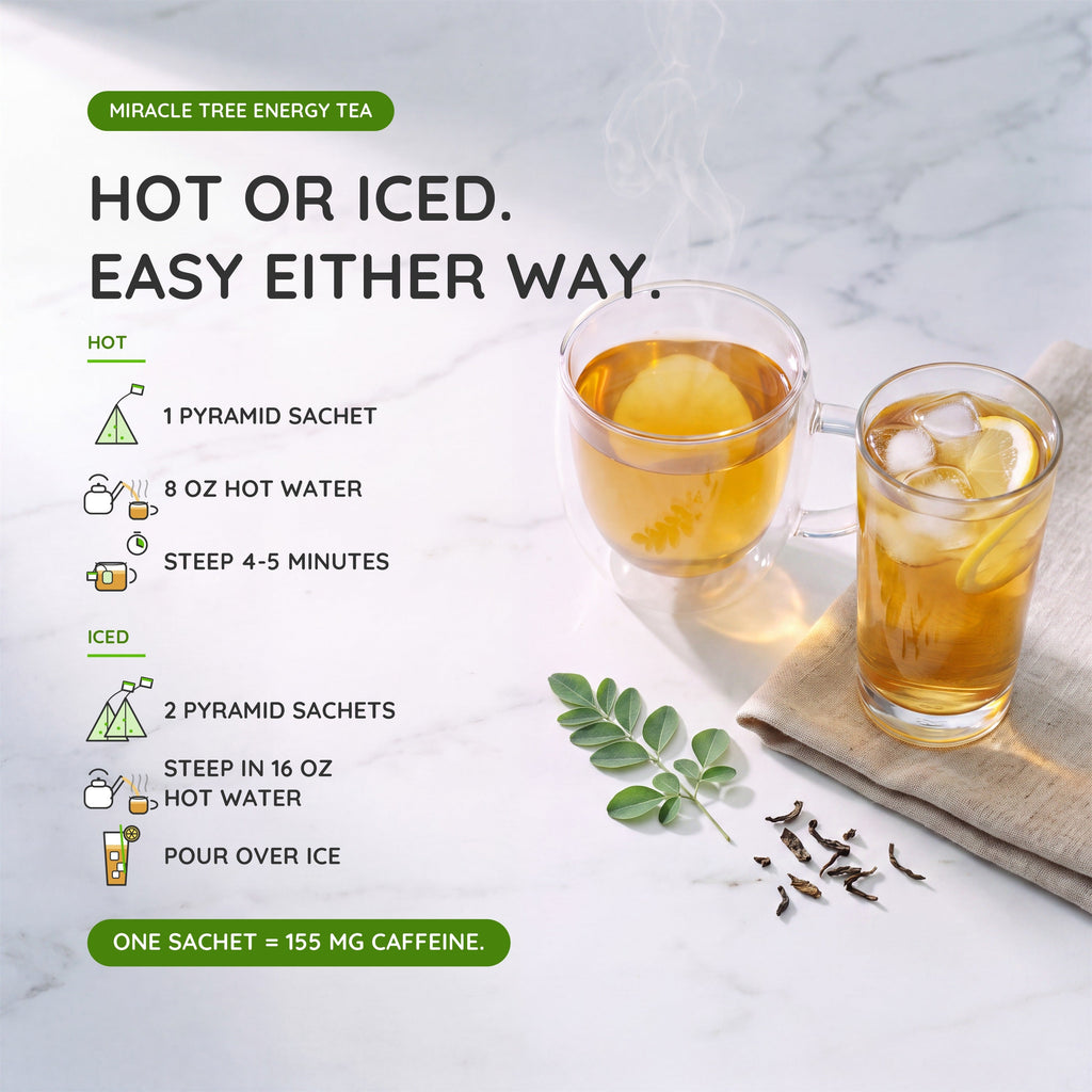 Organic Moringa Energy Tea - Ginger Lemon - Natural Coffee Alternative