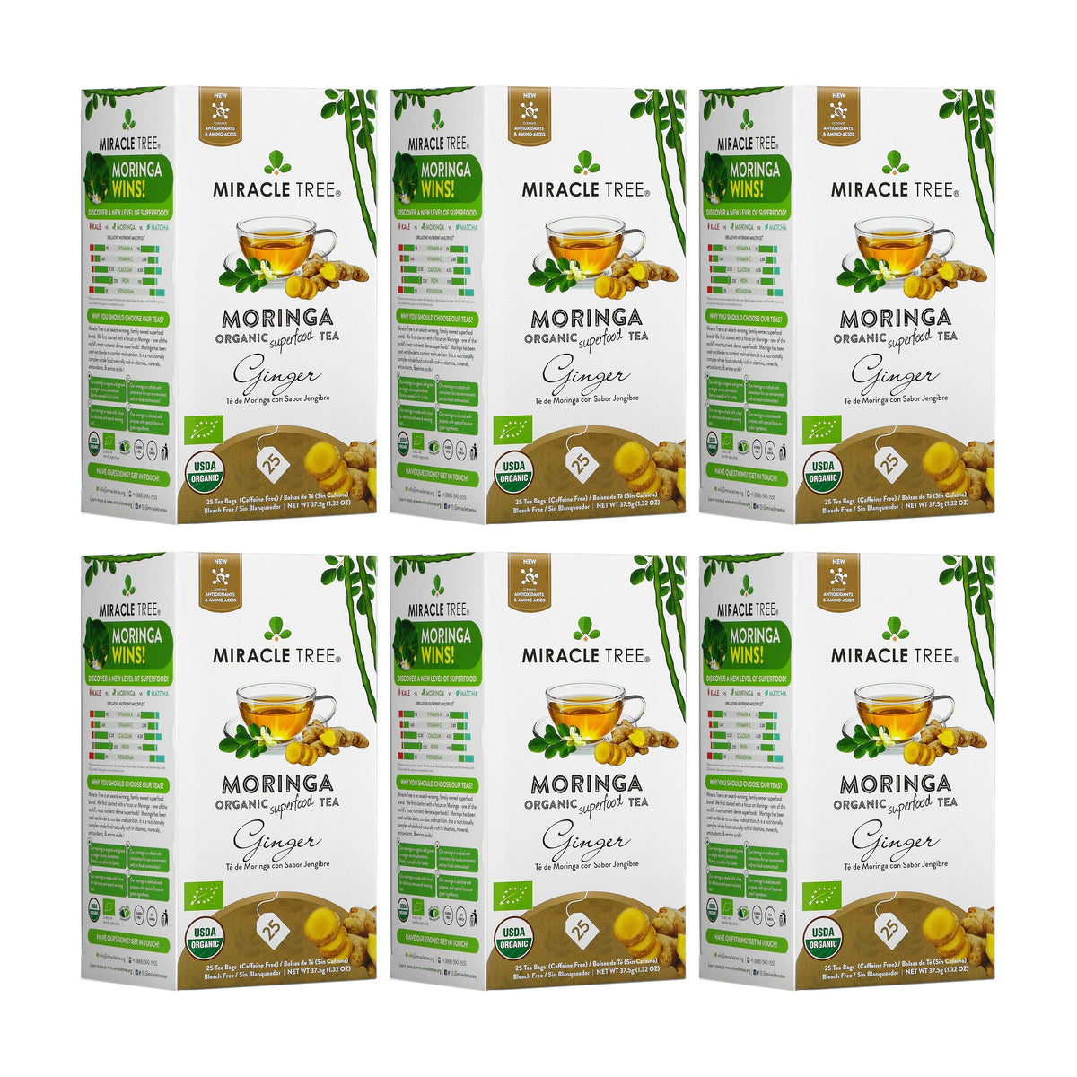 Organic Moringa Tea - Ginger - Caffeine-Free Herbal Tea
